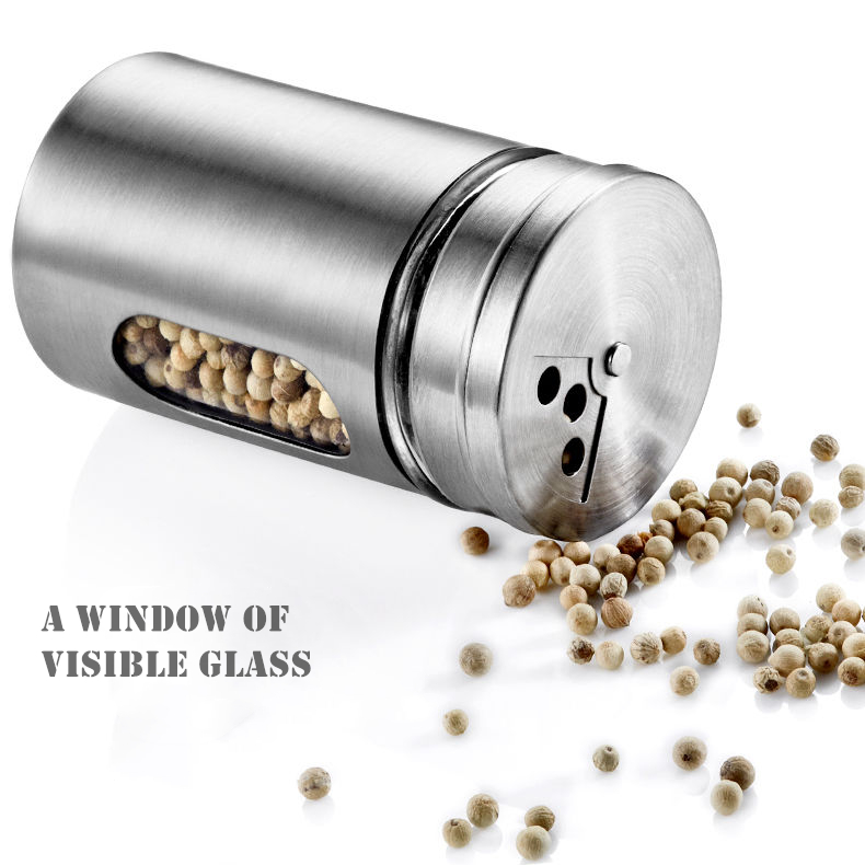 Stainless Steel Spice jars Seasoning Cans rotate cover Salt pepper shakers toothpick condiment storage bottle kitchen spice rack