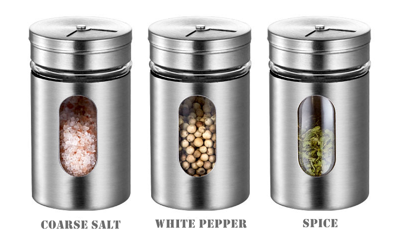 Stainless Steel Spice jars Seasoning Cans rotate cover Salt pepper shakers toothpick condiment storage bottle kitchen spice rack
