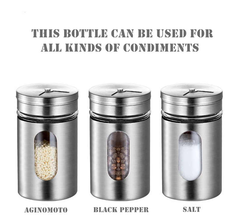 Stainless Steel Spice jars Seasoning Cans rotate cover Salt pepper shakers toothpick condiment storage bottle kitchen spice rack