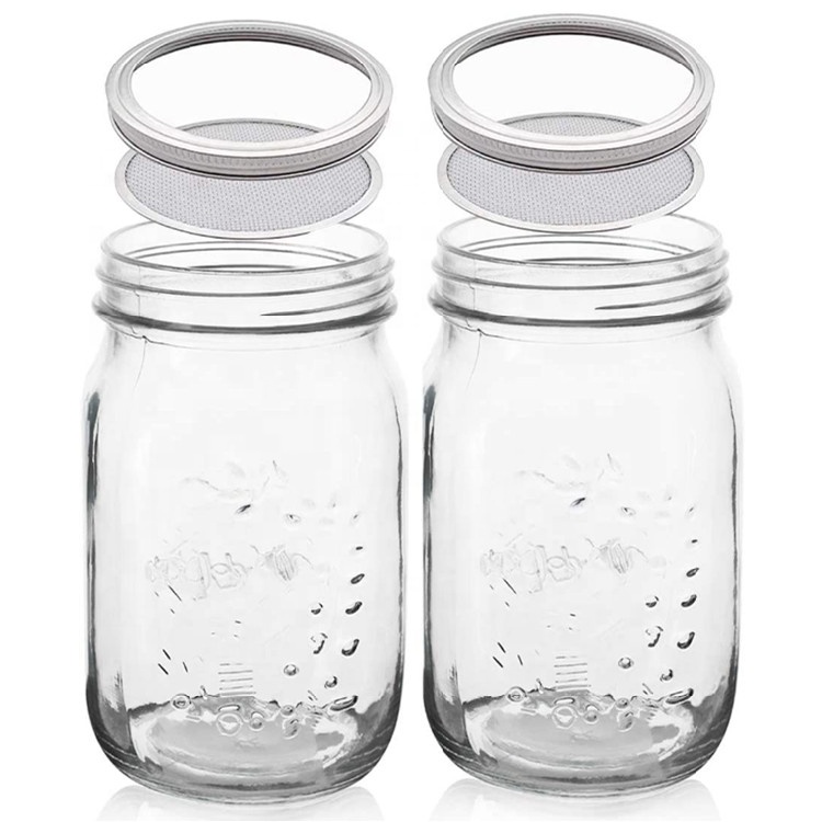 Stainless Steel Sprout Lid Seed Sprouting Glass Mason Jar Kit with Rack Stand