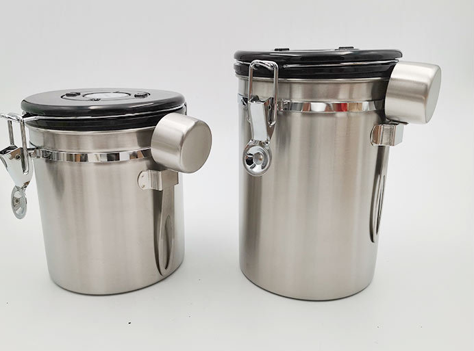 Stainless steel coffe bean sealed tea tin food cans with compass exhaust valve