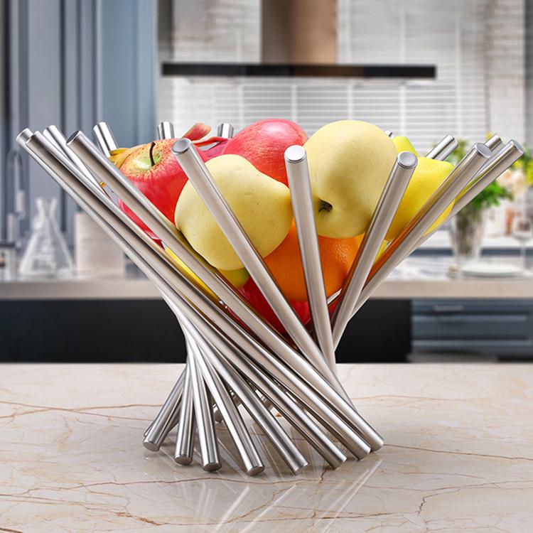 Stainless steel foldable rotating fruit basket fruit bread vegetable storage storage box kitchen living room dining flower baske
