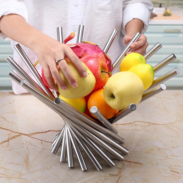 Stainless steel foldable rotating fruit basket fruit bread vegetable storage storage box kitchen living room dining flower baske