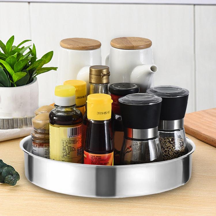 Stainless steel rotating storage tray black silver multifunctional bathroom kitchen office desk top storage box