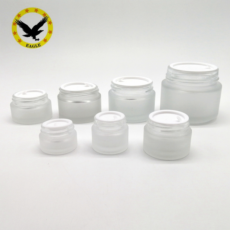 Standard design 10g 30g 50g 100g round frosted cream glass jar