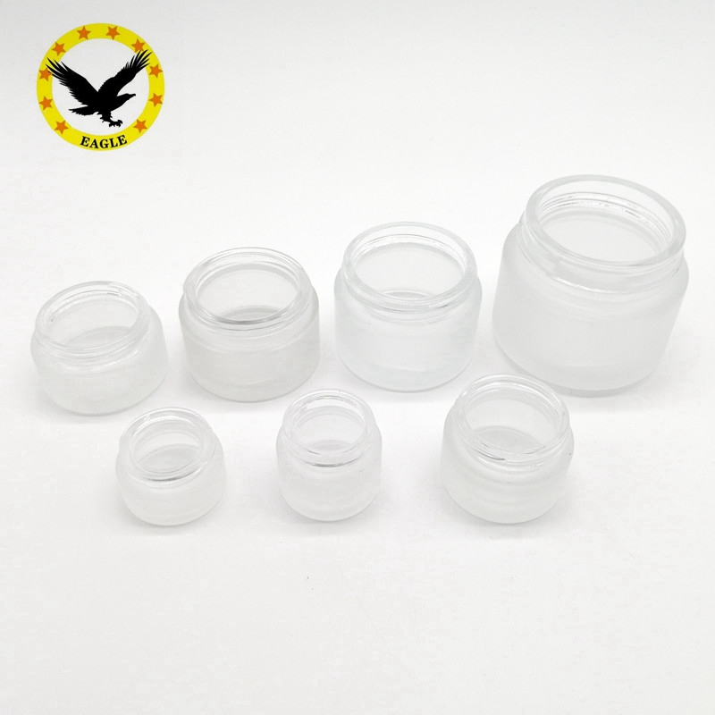 Standard design 10g 30g 50g 100g round frosted cream glass jar