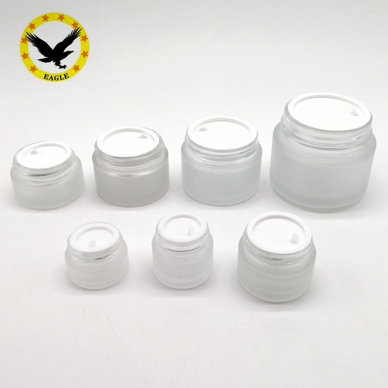 Standard design 10g 30g 50g 100g round frosted cream glass jar