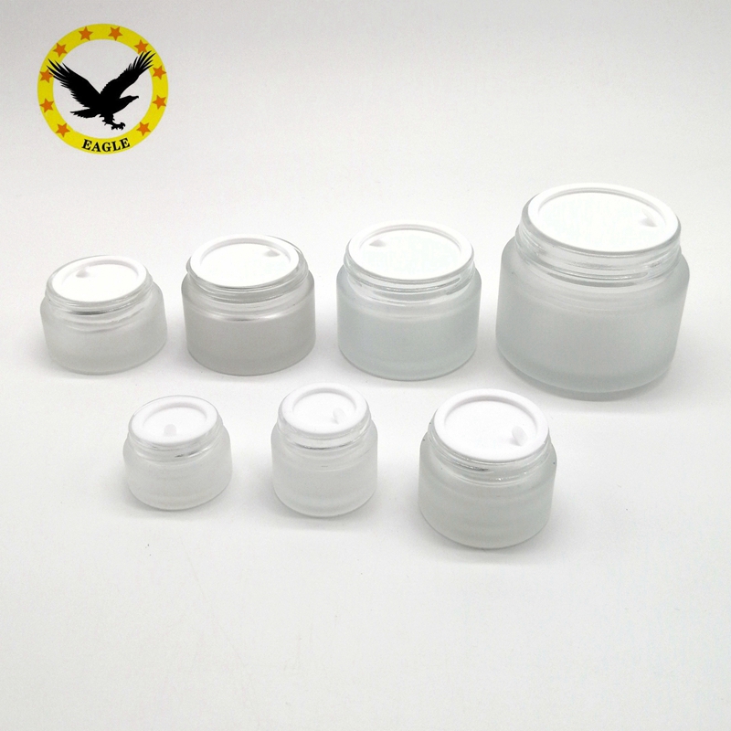 Standard design 10g 30g 50g 100g round frosted cream glass jar