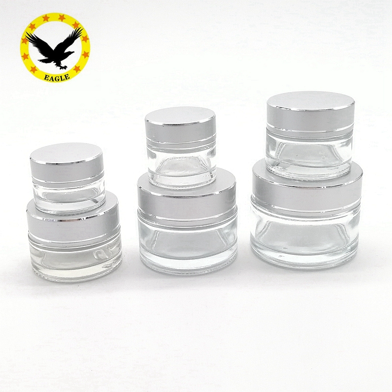 Standard design 120g glass cosmetic cream jar with aluminum cap