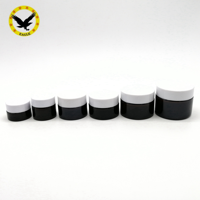 Standard design 2 OZ Amber Glass Jar Straight Sided with Plastic Lined Cap