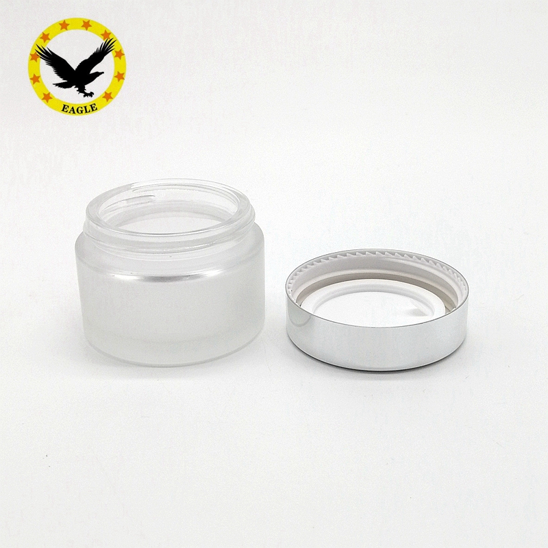 Standard design 20g 50g frosted clear glass cream bottle With golden lid