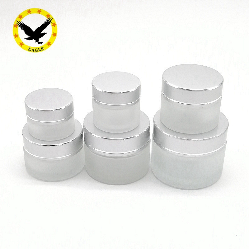 Standard design 20g 50g frosted clear glass cream bottle With golden lid