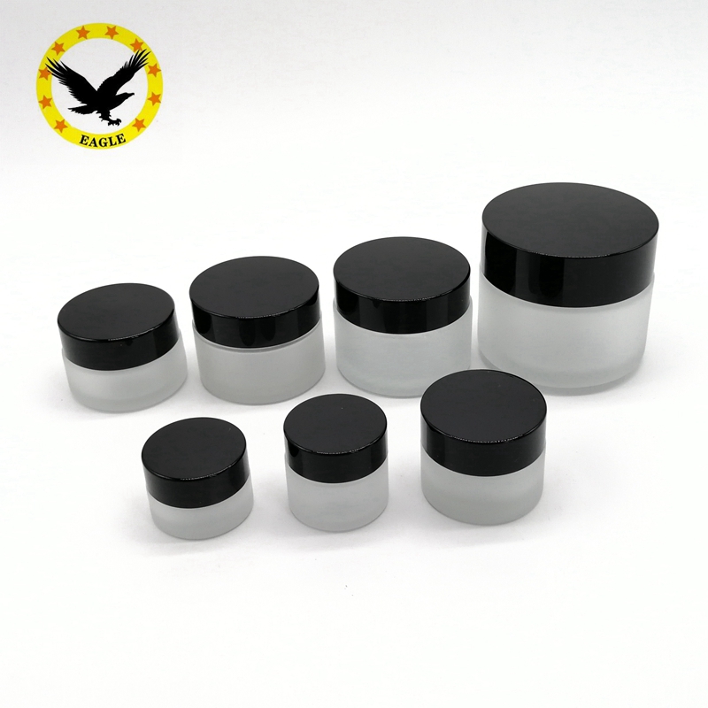 Standard design 20g 50g frosted clear glass cream bottle With golden lid