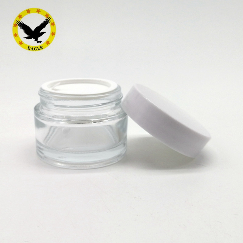 Standard design 50ml Clear glass cream bottle with Silver lid