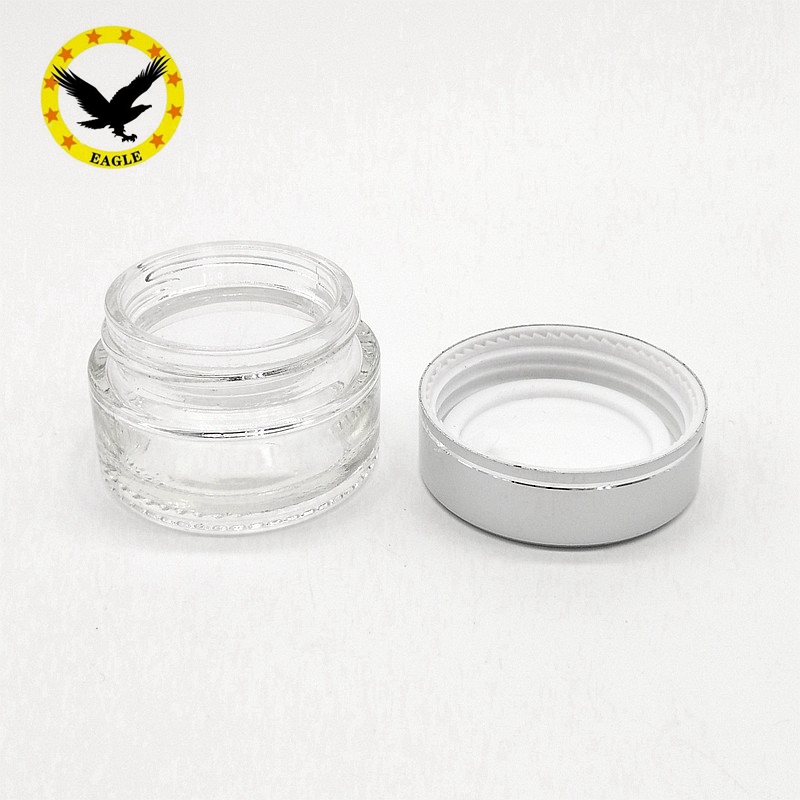 Standard design 50ml Clear glass cream bottle with Silver lid