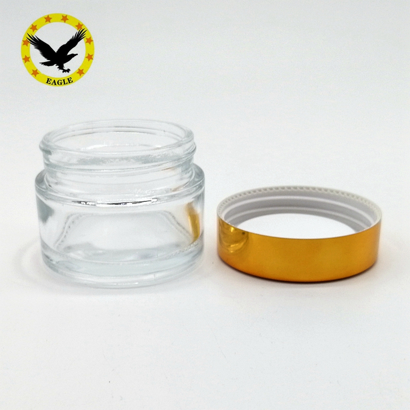 Standard design 50ml Clear glass cream bottle with Silver lid