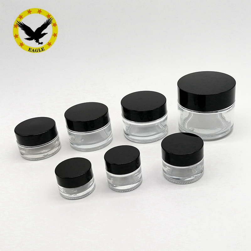 Standard design Clear Glass bottle 15ml Straight Sided With Black lid