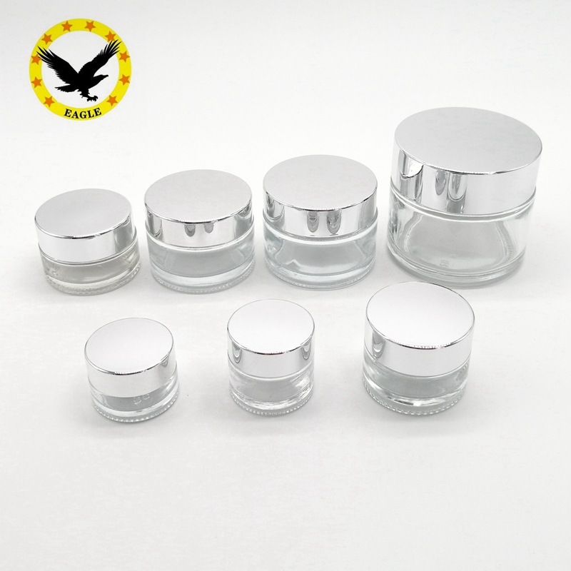 Standard design Glass Lotion Jars, 50ML 1.7OZ Clear Cosmetic Glass Jar Cream Glass Jar