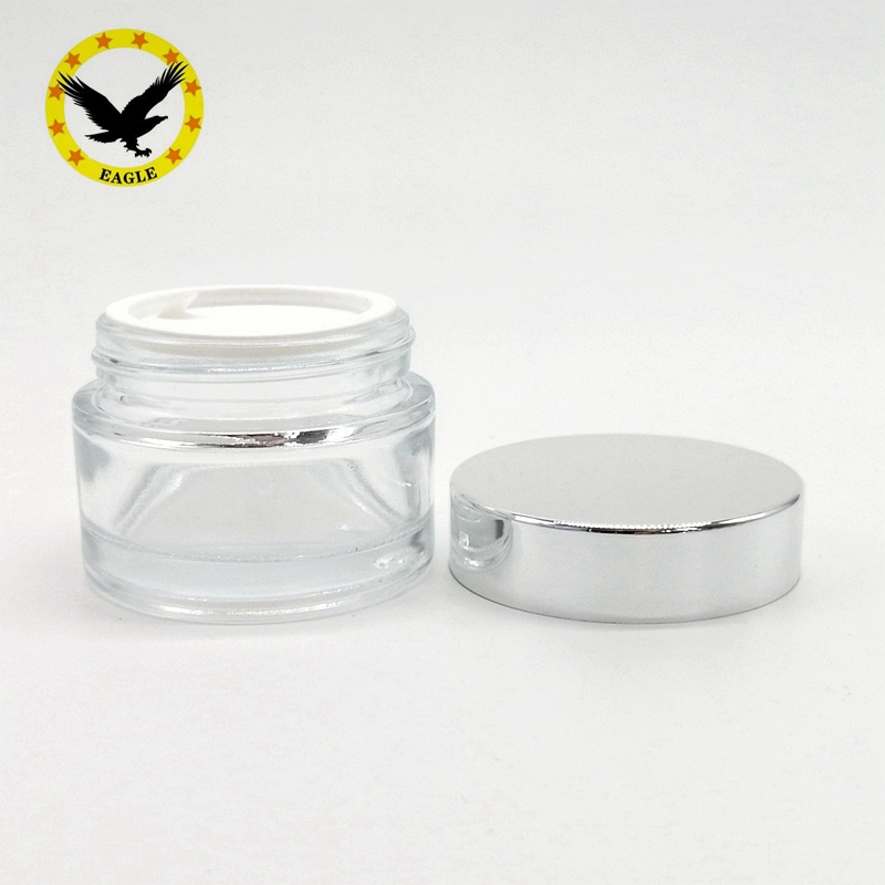Standard design Glass Lotion Jars, 50ML 1.7OZ Clear Cosmetic Glass Jar Cream Glass Jar