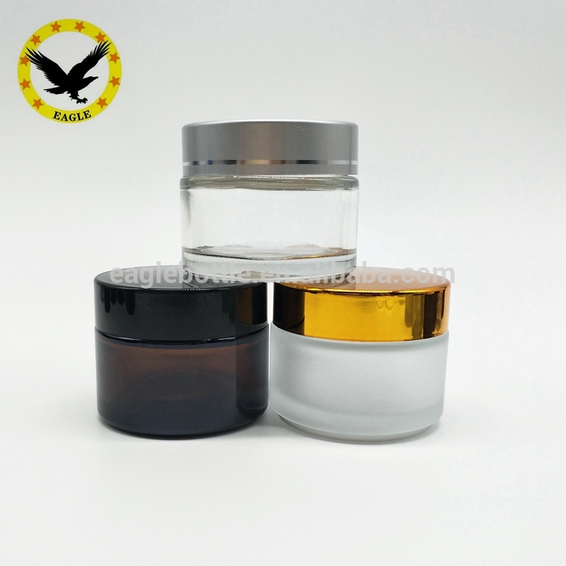 Standard design best face cream clear amber black frosted glass 50 g cream jar