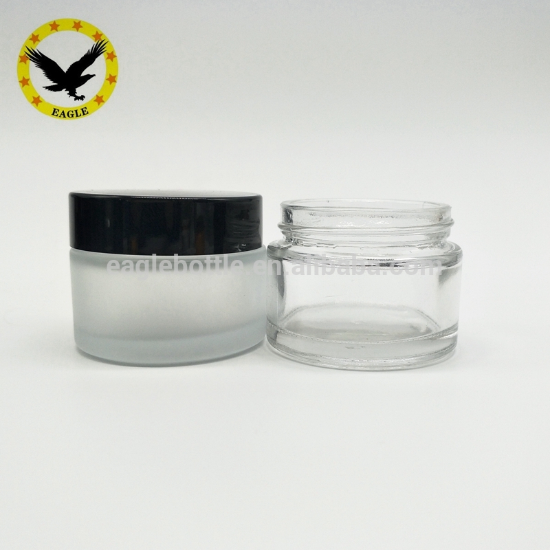 Standard design best face cream clear amber black frosted glass 50 g cream jar