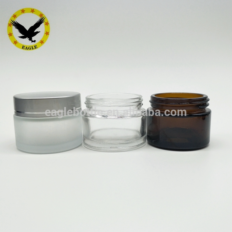 Standard design best face cream clear amber black frosted glass 50 g cream jar
