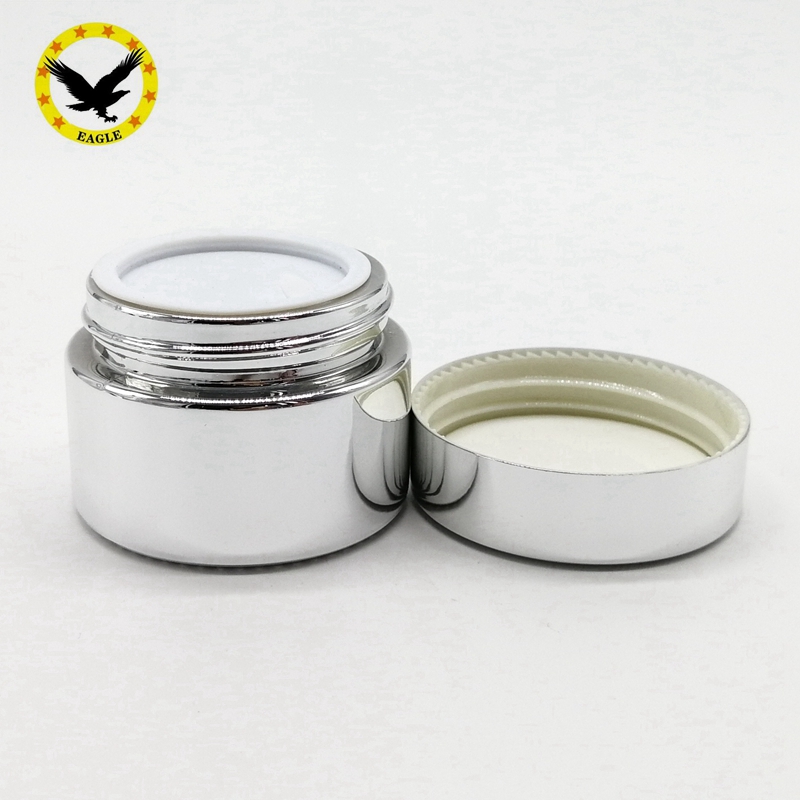 Standard design frosted glass cosmetics jars with matte silver aluminum lid 100g