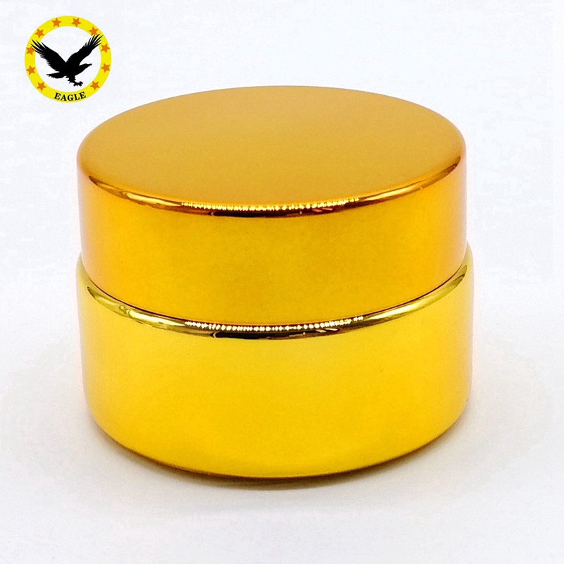 Standard design frosted glass cosmetics jars with matte silver aluminum lid 100g