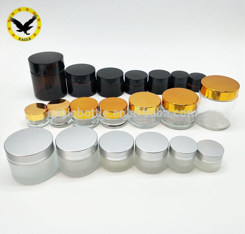 Standard design white face cream amber glass 50g 30g 20g glass cosmetic jar