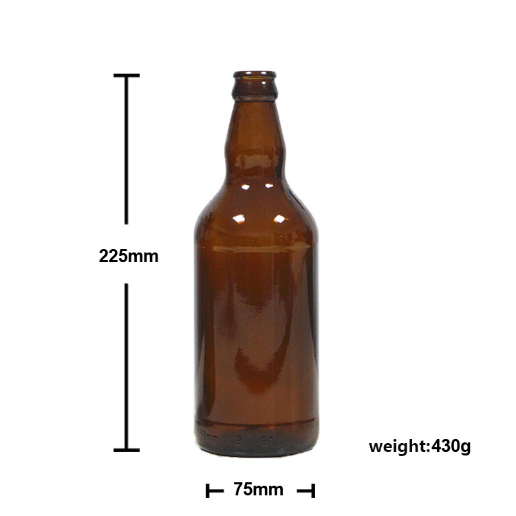 Standard size short neck empty 500ml glass beer bottle