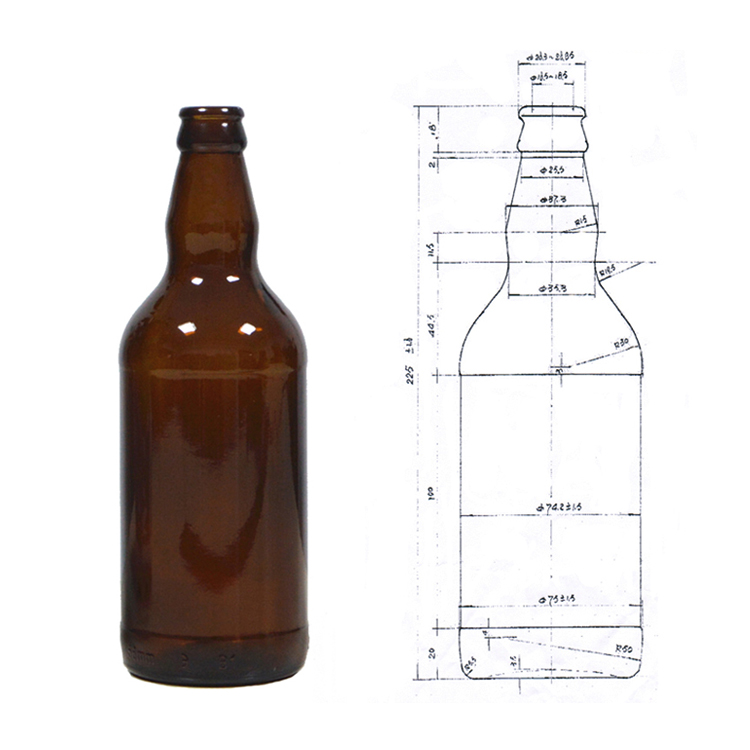 Standard size short neck empty 500ml glass beer bottle