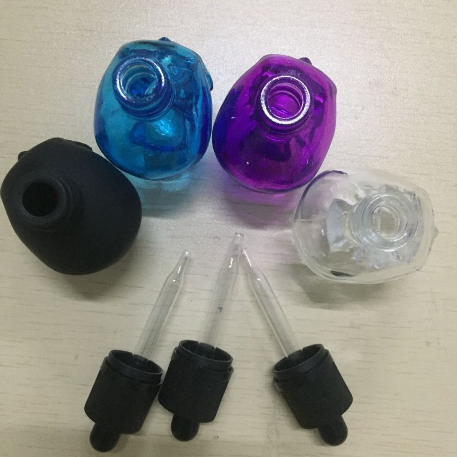 Stock 10 color 30ml skull vape glass bottle jars eye empty dropper bottles Oliver Glasses with childproof glass jar