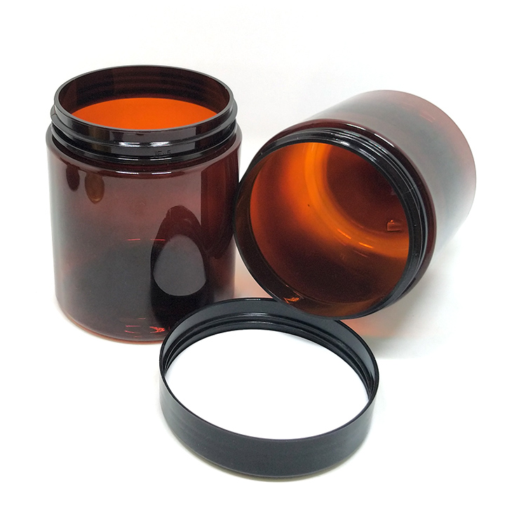 Stock 100ml 120ml 150ml 200ml 250ml amber plastic pet jar for cosmetics