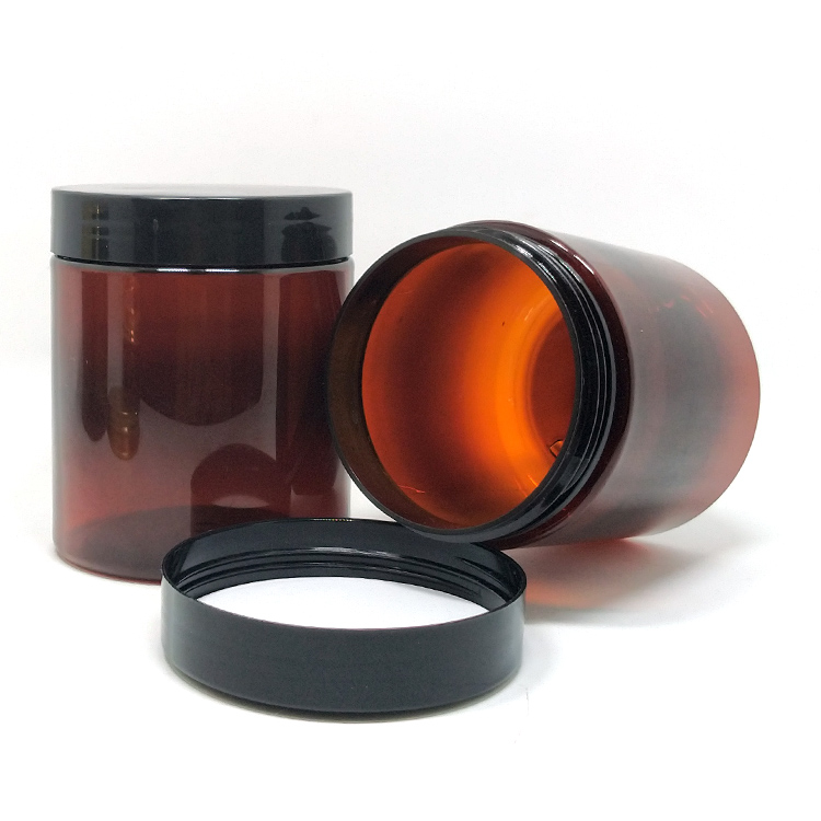 Stock 100ml 120ml 150ml 200ml 250ml amber plastic pet jar for cosmetics