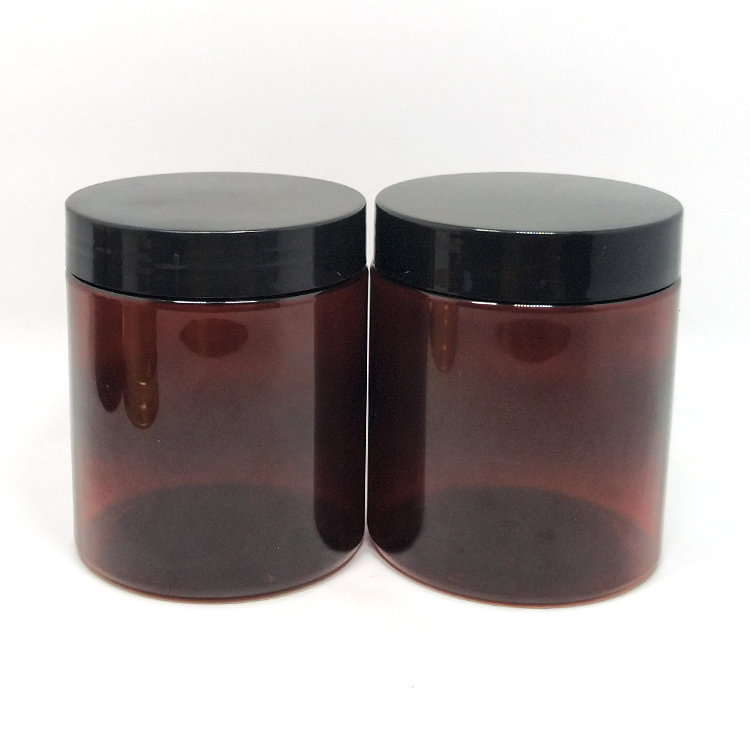 Stock 100ml 120ml 150ml 200ml 250ml amber plastic pet jar for cosmetics