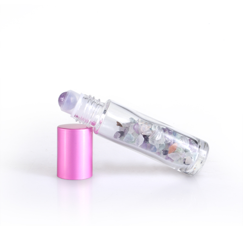 Stock 10ml 15ml Natural Semiprecious Stones Essential Oil Gemstone Ball Glass Roller Bottles