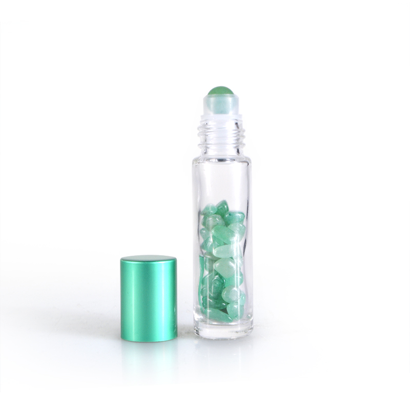 Stock 10ml 15ml Natural Semiprecious Stones Essential Oil Gemstone Ball Glass Roller Bottles