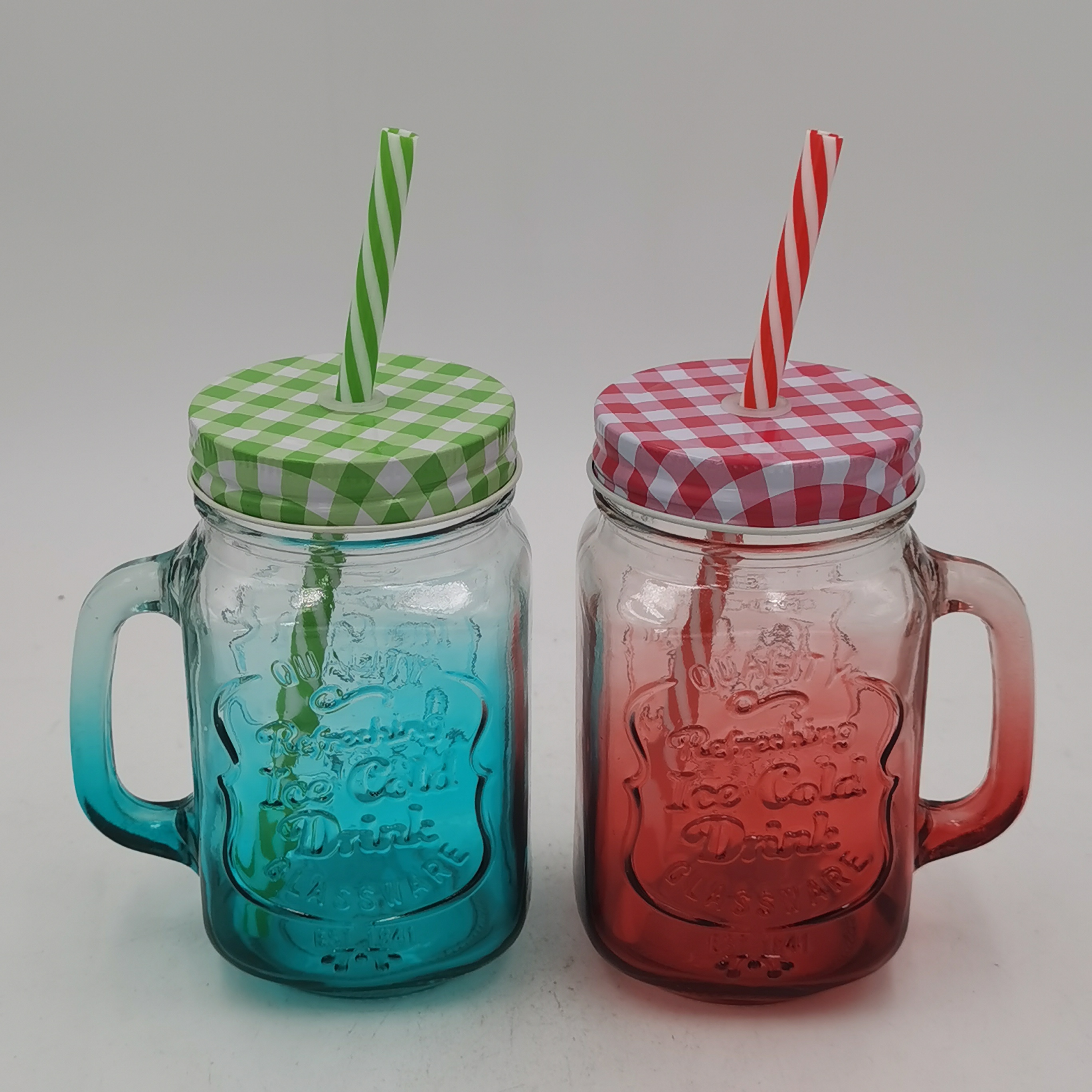 Stock 16oz 500ml eco friendly mason drinking cup jar with handle and straw