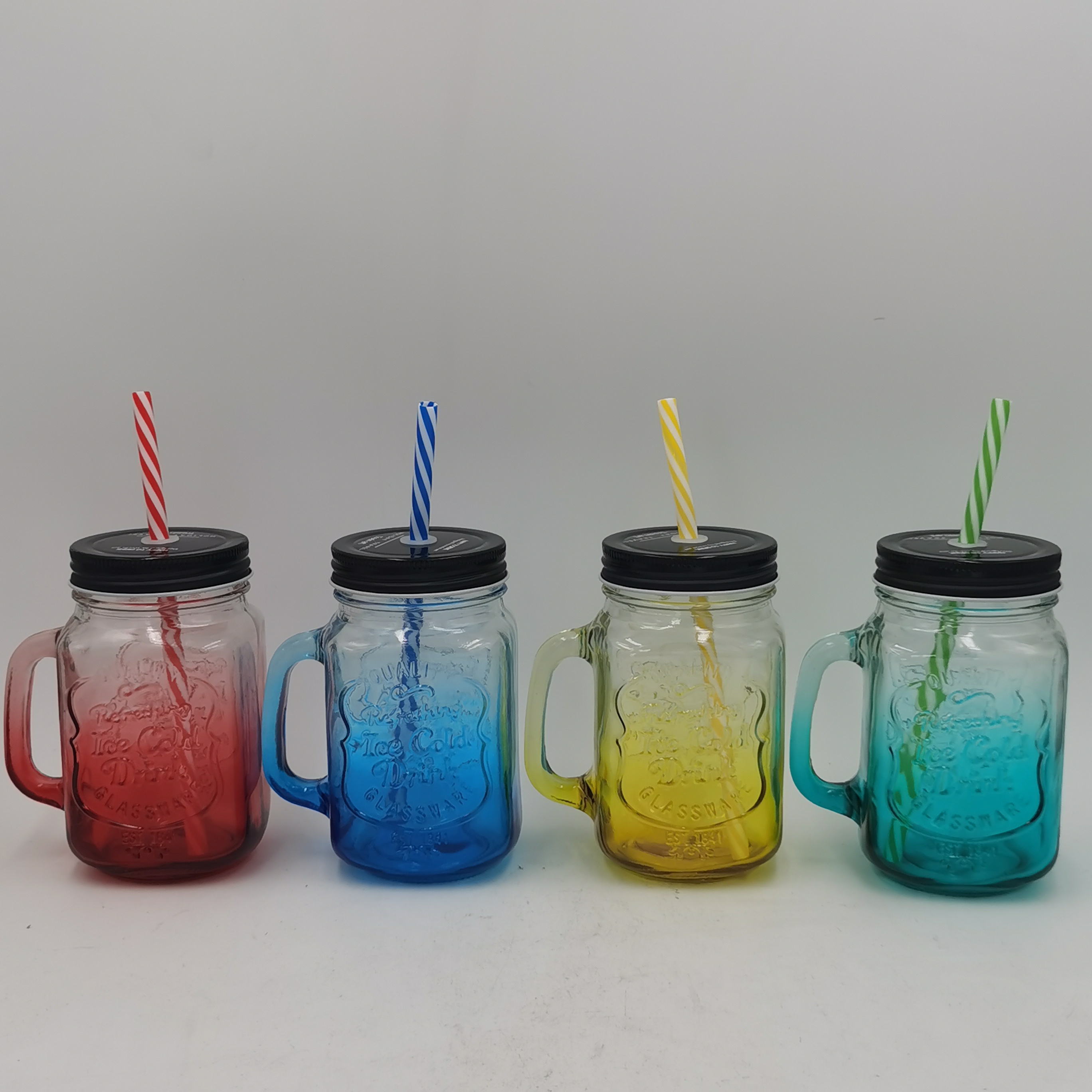 Stock 16oz 500ml eco friendly mason drinking cup jar with handle and straw