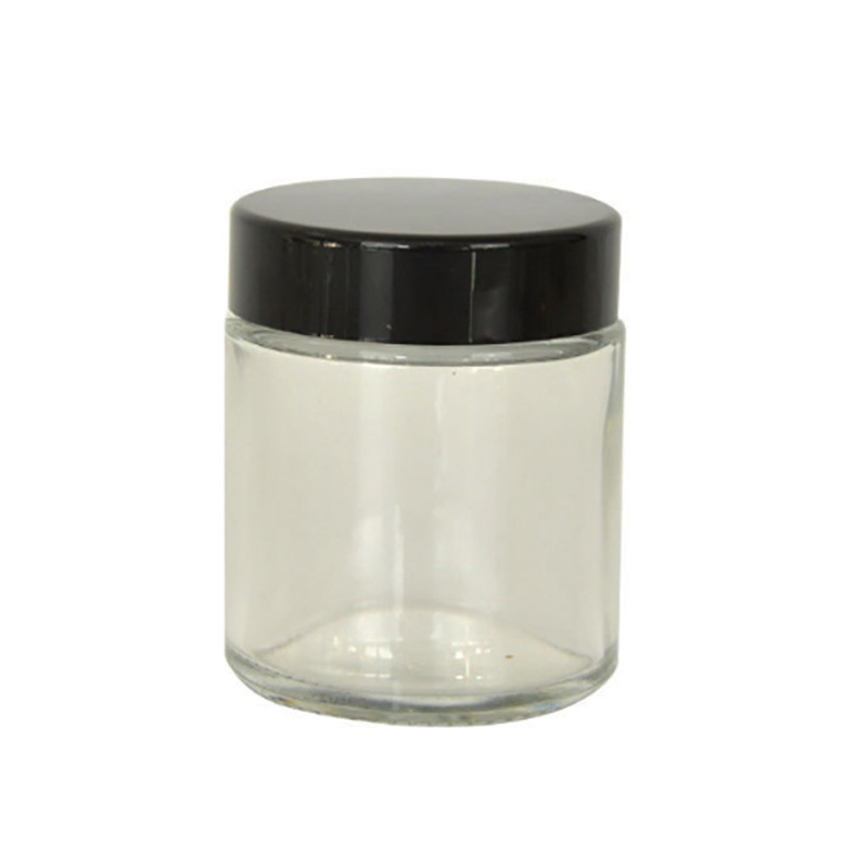 Stock 1oz 2oz 3oz cylinder cosmetic skin care cream empty glass jar silver lid