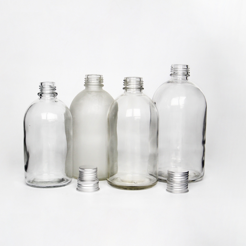 Stock 250ml/500ml Round Bubble Tea/Milk Tea/ Kombucha Beverage Glass Bottle With Cap