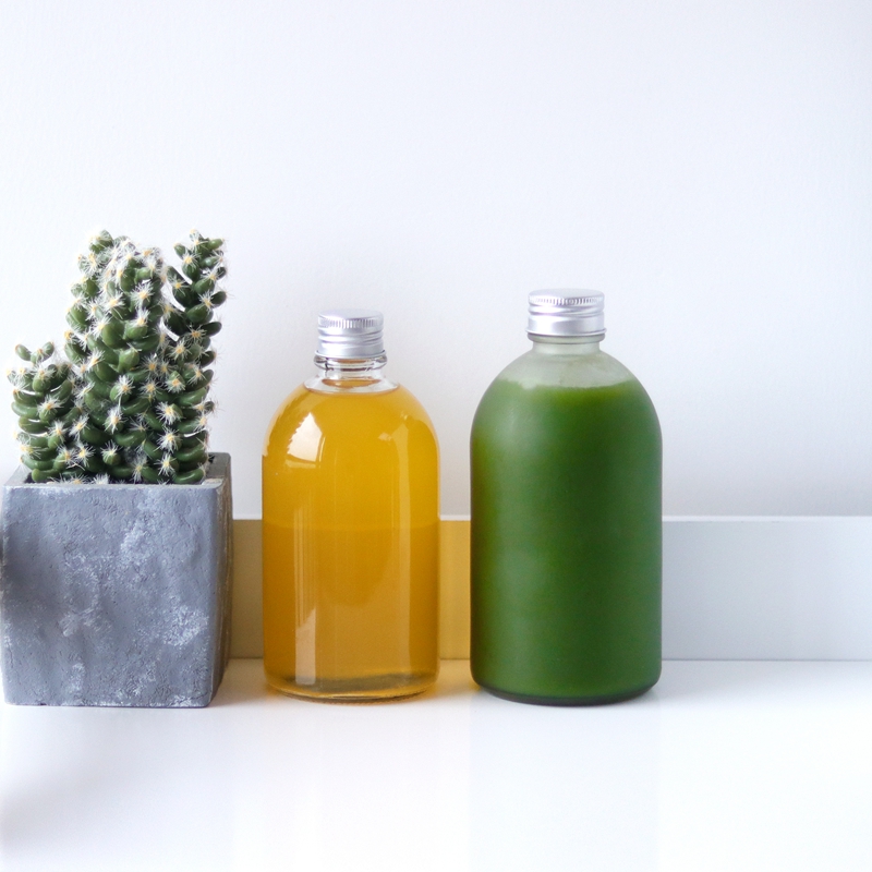 Stock 250ml/500ml Round Bubble Tea/Milk Tea/ Kombucha Beverage Glass Bottle With Cap