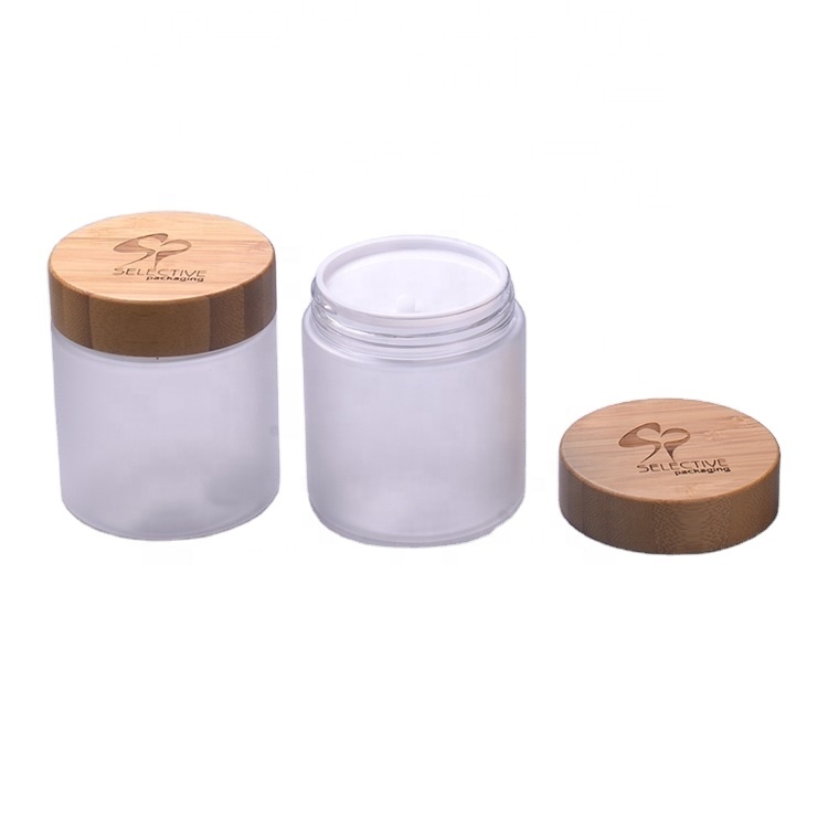 Stock 250ml plastic jar 250g frosted clear color pet jar with 68mm bamboo cap SY-ZS250-FCL