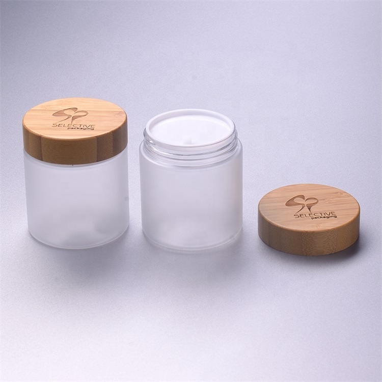 Stock 250ml plastic jar 250g frosted clear color pet jar with 68mm bamboo cap SY-ZS250-FCL