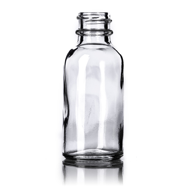 Stock 30ml 1 oz Boston round amber clear blue green Glass Bottle with 20 400 neck finish