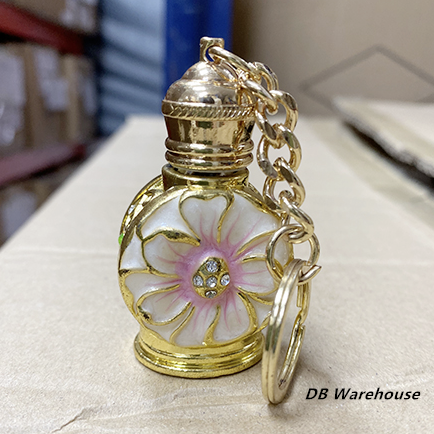 Stock 3ml Arabic Metal Alloy Perfume Key Ring Chain Flower Shell Mini Pocket Glass Essential Oil Refillable At Bottle#887