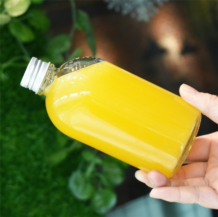 Stock 500ml Boston round bubble tea/milk tea/ kombucha beverage glass bottle with cap