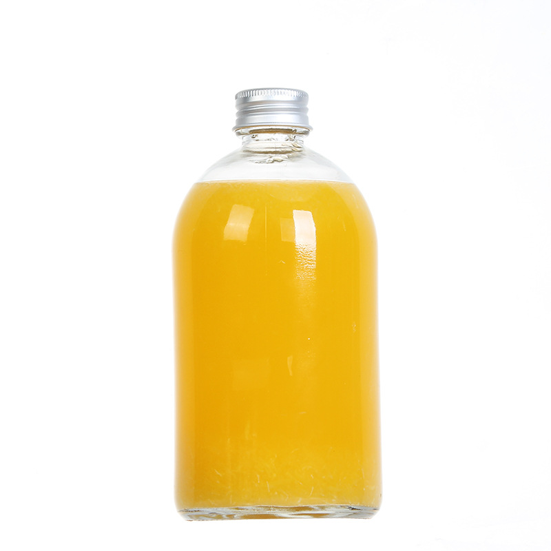 Stock 500ml Boston round bubble teamilk tea kombucha beverage glass bottle with cap