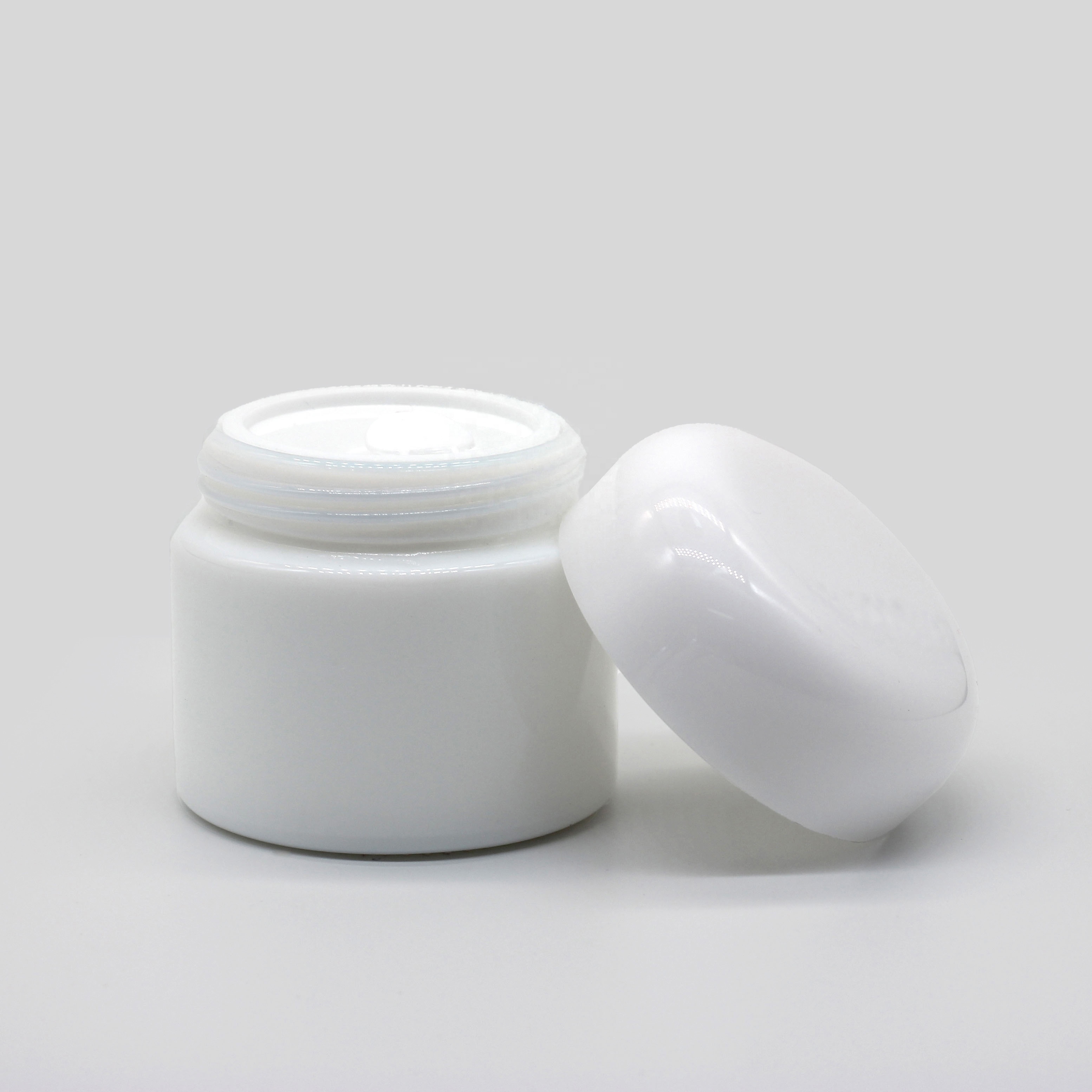 Stock 50g Cosmetics Opal Glass jar for cream packaging from China manufactory