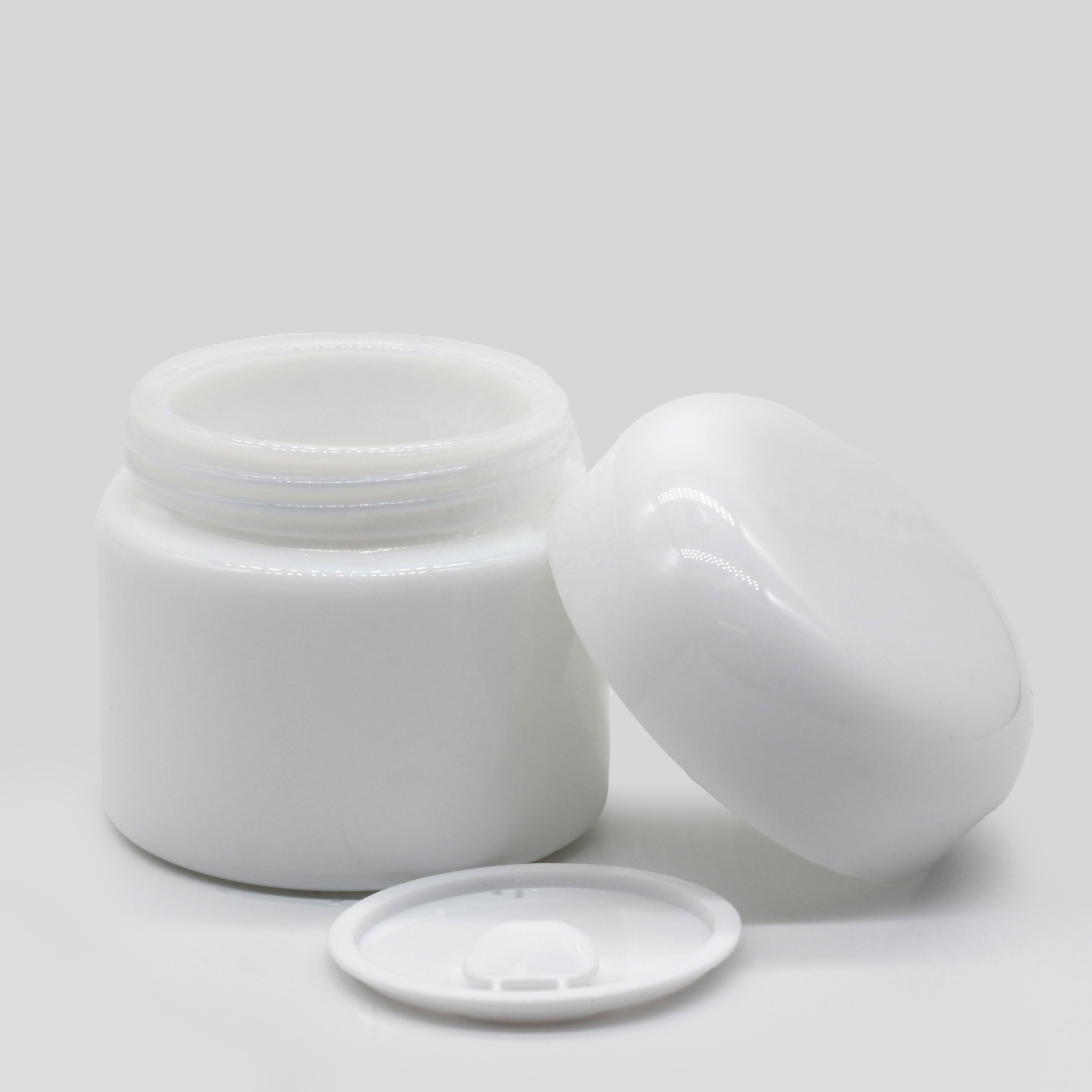 Stock 50g Cosmetics Opal Glass jar for cream packaging from China manufactory